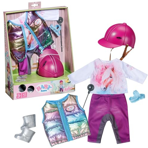 BABY born Deluxe Reiter-Outfit mit Hose, Stiefeln und Helm für 43 cm Puppen, 836194 Zapf Creation