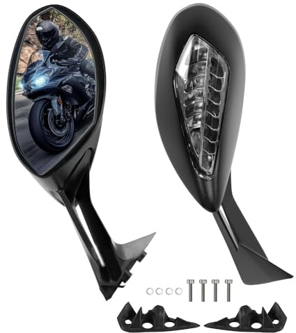 Artudatech Motorrad Spiegel LED Blinker, Motorrad-Seitenspiegel LED Blinklicht Spiegel Motorräder Motorbike Side Mirrors Passt für Ducati Panigale 959 / Corse 2016-2020 Panigale 1299 / S/R 2015-2020