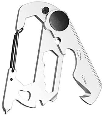 Mllepjdh Stainless Steel Keychain Clip Bottle Opener Utensil Outdoor Multifunction Carabiner Clip Climbing Card Wrench Tool Carabiner Wrench Carabiner Keychain Outdoors Survival Carabiner Bottle