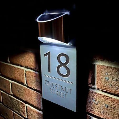 Targa solare personalizzata con numeri civici moderni, targa a LED con nome della porta, targa moderna con indirizzo per casa, cortile