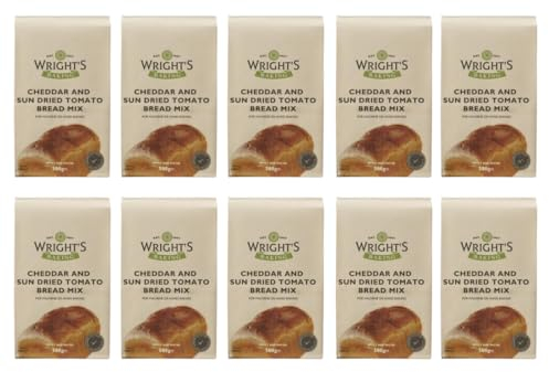 Wright's Cheddar & Sundried Tomato Bread Mix 10x500g - Machine or Hand Baking - Simply Add Water - Vegetarian Friendly - Guaranteed Baking Success - Made in the UK