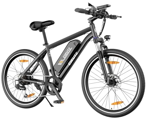 ESKUTE M100 E Bike Herren Damen, E-Mountainbike Elektrofahrrad 27.5 Zoll E-Cityrad mit 36V 10.4Ah Abnehmbarer Lithium-Akku, Heckmotor 50 Nm Drehmoment, EU-Konformes E Fahrrad, Schwarz