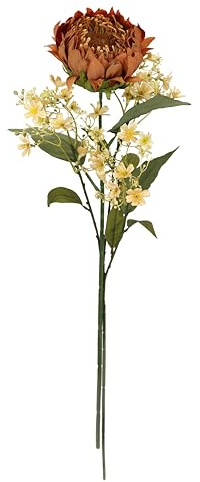 Kunstblumen Protea Blütenzweig 2er Set 70 cm Seidenblume Stielblume künstliche Einzelblumen wie echt für Vase Einzelzweig Herbstzweig Herbstliche Blumen Herbst-Deko Herbstblume Dekoblume, orange