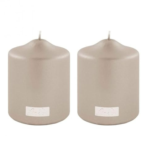Fink [DL Candle 2er Set, metallic Stumpenkerze, Paraffin, Stein, L. 8 cm, B. 8 cm, H. 10 cm [SET2]