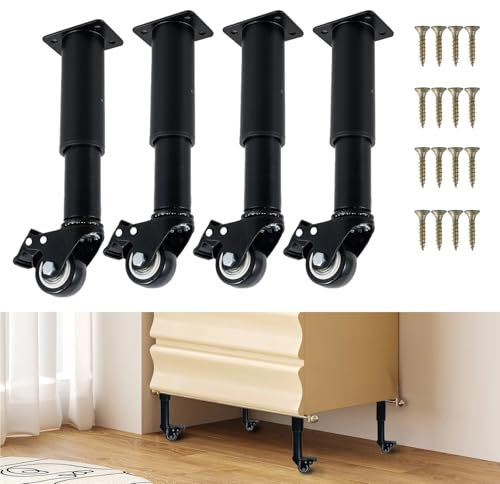 4 patas ajustables para muebles con ruedas giratorias de metal de repuesto para armario, sofá, tocador, de 7 a 10 pulgadas de longitud