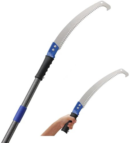 Harrms Pruning Saw Blue, Long Reach Tree Cutter with Razor Blade 7.5 FT, No Ladder Branch Trimmer Rustproof Stainless Steel Poles for Palm Garden Forestry Lawn Patios Yard