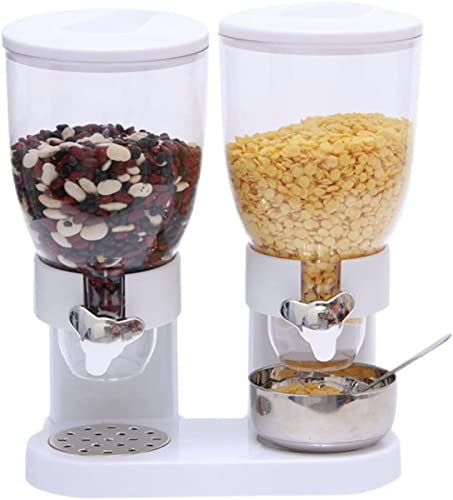 Distributeur de céréales triple conteneur de stockage cornflakes petit déjeuner ustensiles de cuisine avec 2 petits récipients (blanc)