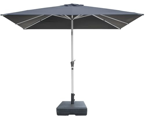RANSENERS Premium Kippbarer Sonnenschirm 250 x 250 cm mit 8 Rippen, mit Schutzhülle und Schirmständer, UV50+ für Garten, Terrasse, Kaffeehaus im Freien