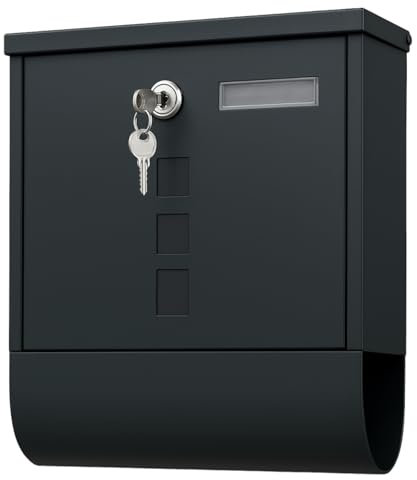 Home Beauty Wall Mounted Letter Box – Waterproof Lockable Post Box (34×30×10cm) with 2 Keys, Nameplate & Viewing Windows – Steel Mail Box – Post Boxes Wall Mounted Waterproof (Small)