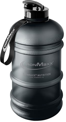 IronMaxx Water Gallon - Frosted Deep Black 2200ml | Senza BPA e DEHP | Borraccia ermetica con scala graduata | Disponibile in vari colori – perfetta per sport, lavoro e uso quotidiano