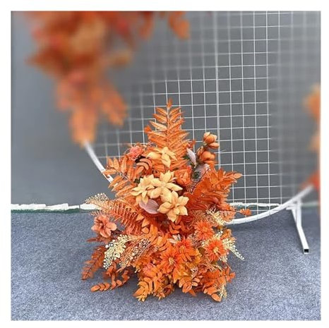 ZYFHYU Wedding Flower Artificia Silk Flowers Arch Round Pavilion Art Window Decoration Wedding Props T Stage Leaf Hanging for Wedding(S Orange)
