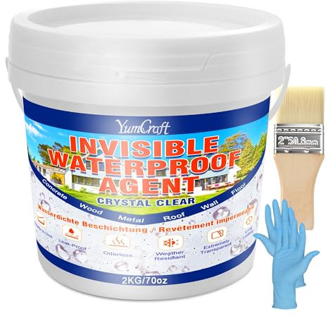 Transparenter Wasserdichter Beschichtungsmittel, 2KG Flüssigkunststoff Dichtungsmasse Wasserdicht Unsichtbare, Dichtmasse Wasserdicht Leck Universalabdichtung für Innen und Außen, Waterproof sealant