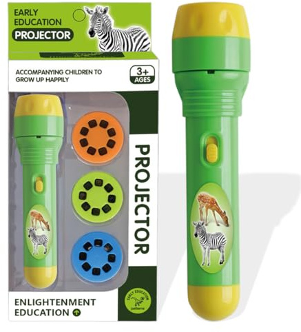 Torcia Proiettore Bambini con Immagini animale, Storie Diapositive Torcia per Parete Soffitto Tenda, Giocattolo Educativo per Bambini 3+ Anni, Crea Storie Giochi Regalo Scienza