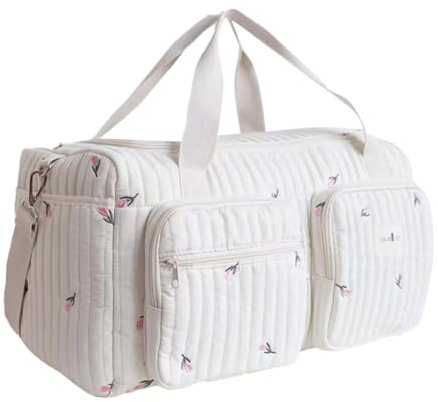 Blöjväska bärkasse mamma axelväska lätt quiltad babyblöja tygväskor stora multifunktionella resesengerväskor för moderskap och babybyte för sjukhus och helgare, Tulpan, 480.00x260.00x220.00mm