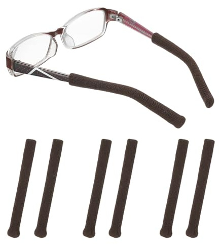 PATIKIL Glasses Ear Cushion 2.95 In, 3 Pairs Soft Ear Grippers Knitting Cotton Glasses Non-Slip Comfortable Elastic Eyeglasses Arm Cushions Temple Tips for Sunglasses Eyewear, Brown
