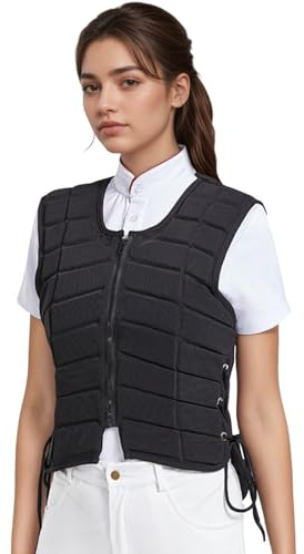 Kduplily Horse Riding Safety Vest Women Men Equestrian Vest Protective Adult Kids Horse Back Riding Padded Protection Gear Accessories (Black, M)