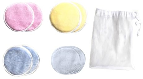 UKCOCO 8piezas Algodon Desmaquillante Discos Desmaquillantes Lavables De Tres Reutilizables Con Bolsa De Almacenamiento Para Limpieza Facial Casa