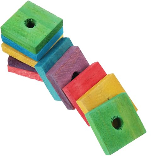 EXAOMBLE 50 Pieces Mixed Color Parrot Wood Chip DIY Safe Chewing Bird for Cockatiels Parakeets and Small Birds Promotes Exercise and Skill Development Fun Adventurous Playground