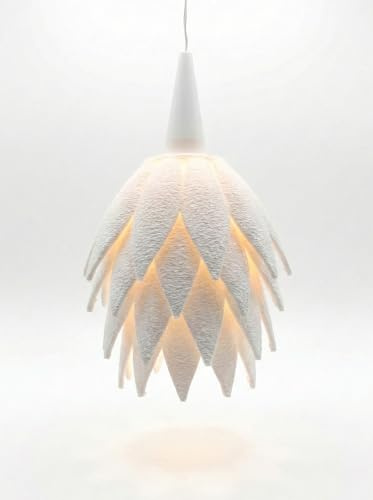 Lampenschirm Blütenwerk – der moderne Ersatz für Ihren Weihnachtsstern. 3D-gedruckt aus PLA, inkl. Aufhängungs-Cover, Weiß