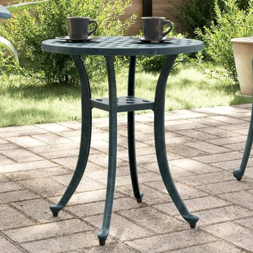 Tonture Gartentisch Grün Aluminiumguss Ø48x53 cm, wetterfest und leicht, ideal als Balkontisch, Beistelltisch oder Loungetisch für Outdoor und Wintergarten, platzsparend und stabil