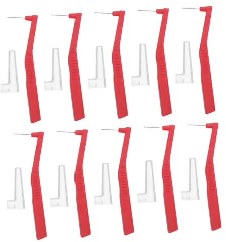 Spazzolino Interdentale Angolato 2, 5mm 10 Pezzi Rosso | Set per Igiene Orale Domestica, Setole Ultra-morbide, Manico Flessibile
