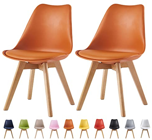 mcc direct Esszimmerstühle im 2er Set, Küchenstühle, Bürostühle, Designer Schalenstuhl, Eva (Orange)