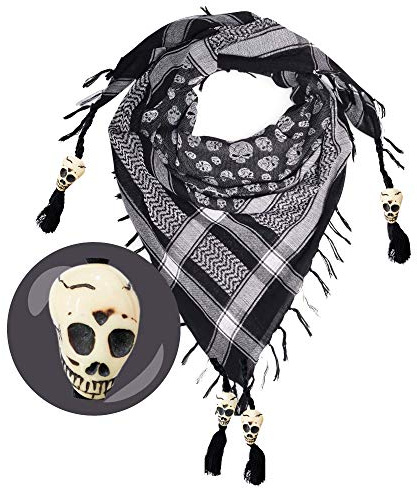 Stylischer Totenkopf Schal Baumwolle - Skull Halstuch für Damen & Herren | Unisex Totenkopf Halstuch, Weiß Schwarz Shemagh Totenkopf, Palituch im Skull-Design für Gothic-Liebhaber, Vielseitiger Schal