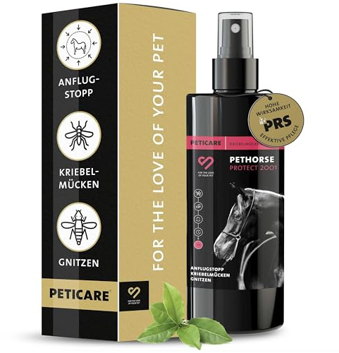 Peticare Spray contra la Mosca Negra para Caballos - prevenir eficazmente el Eczema de Verano, no más Manta Caballo Eczema, Detener los ataques - petAnimal Protect 2001