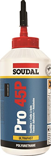 Soudal Holzleim PRO 45 P, sehr schnell trocknender und anwendungsfertiger Kleber auf Polyurethan-Basis, beige, Kanne: 5kg
