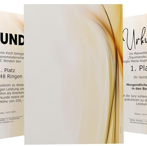Ambiance Urkundenpapier DIN A4 190g 50 Blatt – beidseitig bedruckt – für professionelle Urkunden & Zertifikate – gratis Textvorlagen Download – für alle Drucker & handbeschreibbar