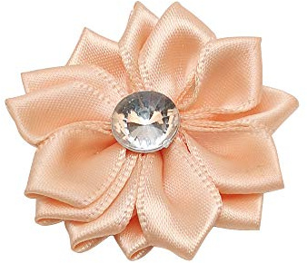 Chenkou Craft 40pcs Satin Ribbon Flower with Rhinestone Wedding DIY Appliques (Peach)