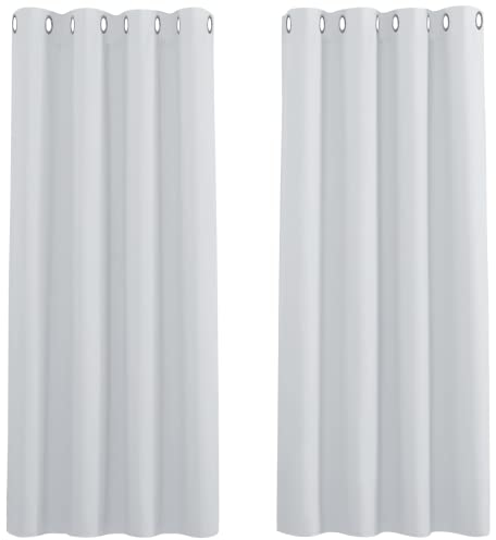 PONY DANCE White Thermal Insulated Curtains for Bedroom, Room Darkening Eyelet Curtains for 54 Inch Drop Small Window Drapes, 2 Panels, W46 X L54, Greyish White
