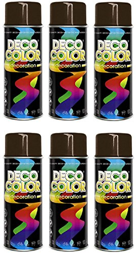 Deco Color 6er Sparpack DC Lackspray glänzend 400ml nach RAL freie Farbauswahl (6 Dosen in schokobraun glanz RAL 8017)