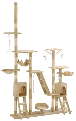 Festnight Katzen-Kratzbaum Kratzbaum Gross Katzen Stabil mit Sisal-Kratzsäulen 230-250 cm Grau/Beige/Blau (Beige)