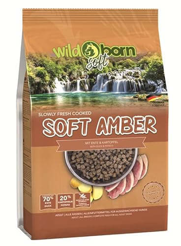 Wildborn Hundefutter getreidefrei Soft Amber 1kg | Sensitives Soft Hundefutter mit 70% frischem Entenfleisch