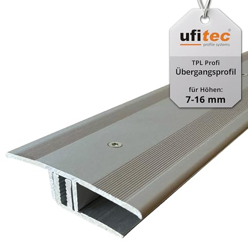 ufitec® TPL Profi övergångsprofil för parkett och laminatgolv - täckbredd: 45 mm - tvådelad, skruvbar och lämplig för beläggningshöjder från 7 till 16 mm