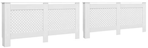vidaXL 2x Heizkörperverkleidung Heizungsverkleidung Heizkörperabdeckung Heizung Abdeckung Heizkörper Weiß 172x19x81,5cm MDF mit matter Oberfläche