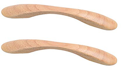2 Stück Eiche Möbelgriff Holz Massiv Moderner Knöpfe Türgriff Bogengriffe Kommoden Griff Modern Schubladengriff Schlafzimmerschrankgriffe für Schlafzimmer Kleiderschrank(Hole distance: 128mm)