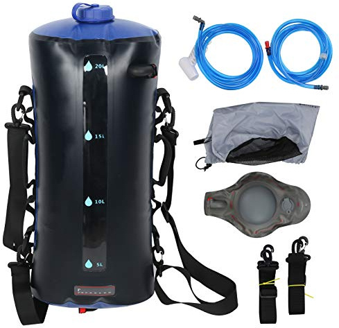 Outdoor-Duschtasche, 20L Camping-Dusche Tragbare Solar-Duschtasche mit Druckfußpumpe und Duschdüse Zum Wandern Camping Reisen Angeln Summer Beach