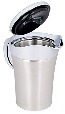 Salsiera in acciaio inossidabile 304, versatore per sugo con coperchio incernierato, pentola termica per servire termica a doppia parete, salsiera e piattino, accessori da cucina(Grande 750ml)