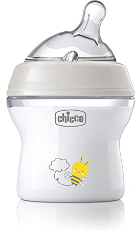 Chicco Natural Feeling Biberon Anticolica 0 Mesi + da 150 ml, Biberon con Tettarella in Silicone Morbida e Flessibile, Adatto per Allattamento Misto, Flusso Lento, Colore Neutro