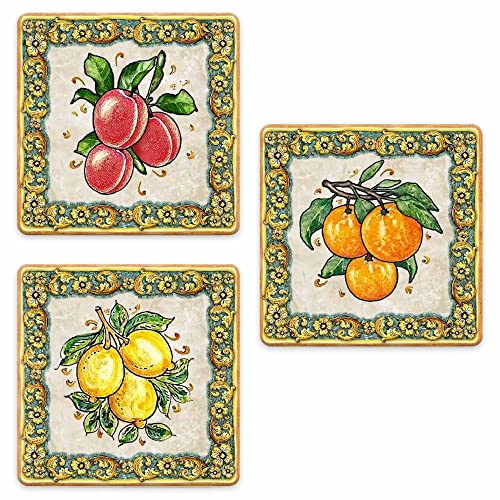 Lupia - SOTTOTUTTO Quadrato Collezione FRUIT Set assortito Sottobicchiere, Sottopiatto o Sottopentola, segnaposto, bomboniera in legno decorato con stampa 108 pz 10x10 cm sotto bicchieri