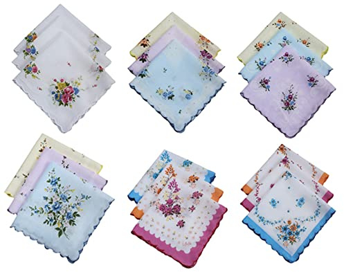 Baoblaze Lot de 10/12 mouchoirs en coton pour femme, 18 pièces 30 x 30 cm