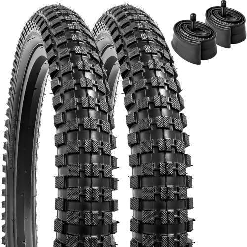 YunSCM 2Pcs Faltbarer 16 Zoll Reifen 16x2.40 Mantel 64-305 Plus 2Pcs 16 Zoll Schlauch AV32mm Ventil kompatibel Straßenfahrad, Stadtfahrad 60/64-305 16x2.35 16x2.40 Fahrradreifen Fahrrad