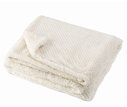 Baroni Home Coperta di Pile, Plaid Invernale Morbido per letto e divano, Coperta Matrimoniale, Colore Panna, 150x200 cm