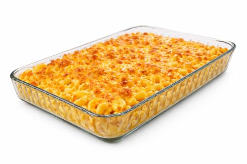 Ums 4-Qt (16 x 11 x 2) Glass Baking Dishes for Oven, Glass Oven Pan & Tray Bakeware, Borosilicate Glass Casserole Dish Cookware, Microwave & Oven-Safe Clear Bakeware