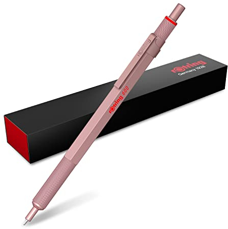 rOtring 600 Metallic Ballpoint Pen | Medium Point | Black Ink | Rose Gold Barrel with Non-Slip Knurled Grip | Refillable | 1 Count