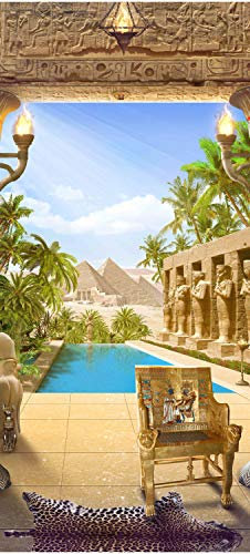 wandmotiv24 Türtapete Tal der Könige, Ägypten, Pyramiden 100 x 200cm (B x H) - Selbstklebende Strukturtapete Sticker für Türen, Türfolie, Aufkleber, M1139