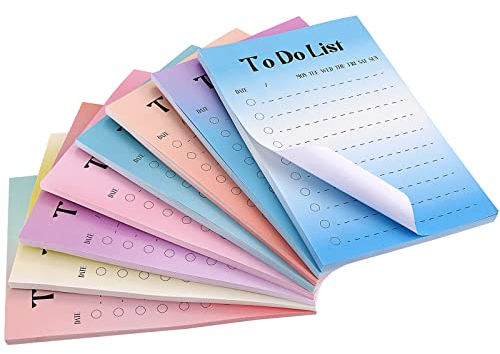 8 Packung To Do Liste,Doweiss 10 x 15cm,400 Blätter To Do Liste Haftnotizen Klebezettel Linierte Klebezettel Selbstklebend, Notizzettel Selbstklebende