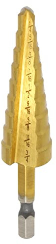 HSS-Stufenbohrer, titanbeschichteter Stufenkegelbohrer (1/4 Zoll bis 3/4 Zoll) 6,35 mm Schnellwechsel-Sechskantschaftbohrer, Lochschneider für Holz, Metall, Kunststoff